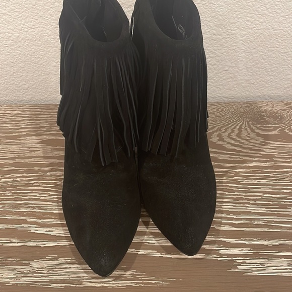 Fringe Black Suede Booties - Picture 2 of 7